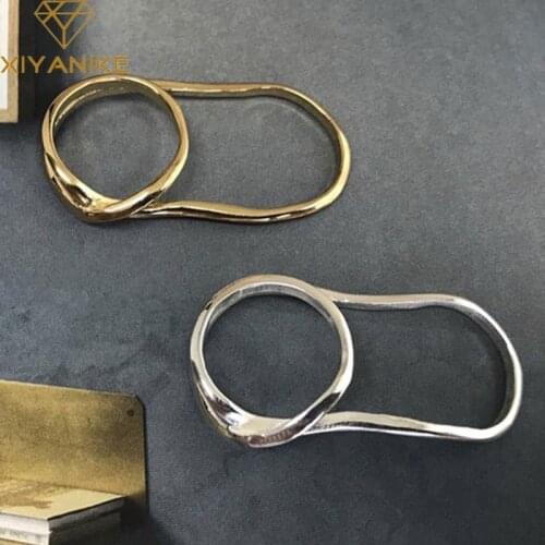 XIYANIKE 925 Sterling Silver Cross Cutout Two-finger Conjoined Ring For Women Simple Temperament Trend Fashion Gorgeous Jewelry