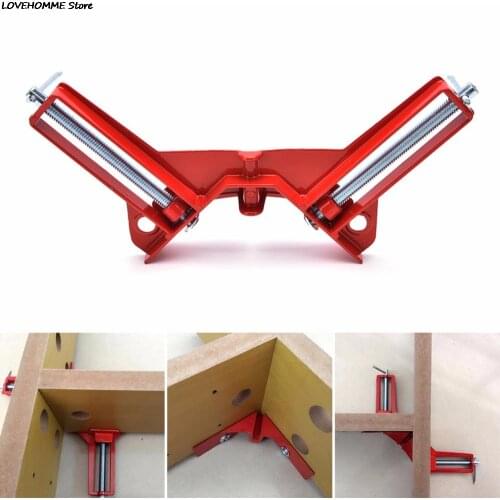 ZLinKJ 1Pcs 90 Degree Red Adjustable Jaws Right Angle Clip Aluminum Picture Frame Corner Clamp Woodworking Hand Tool Kit