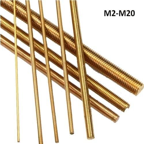 1Pcs Brass Threaded Rod Studding Screw/bolts M2 M2.5 M3 M4 M5 M6 M8 M10 M12 M20 Length 250mm/500mm