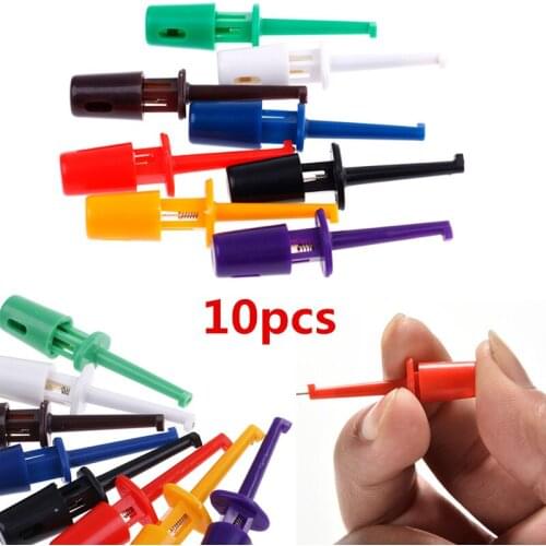 10PCS Mini Single Test Hook Clips Test Probes For Electronic Testing IC Grabber Large Round Crocodile Clips Hook Test Clips Hot