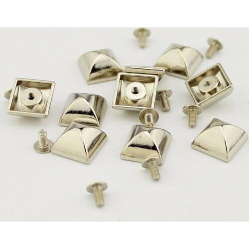 10pcs 14x14mm pyramid square screws studs and spikes for clothes rivets for leather rivets diy accessory for bags leathercr
