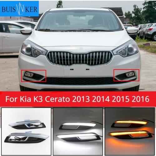 2Pcs LED Daytime Running Light For Kia K3 Cerato 2013 2014 2015 2016 Turn Signal Relay 12V Car DRL Fog Lamp Decoration