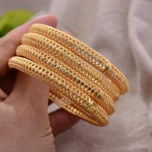 4Pcs/lot Ethiopian Africa Gold Color Bangles for Women Wife Bride Bracelet African Wedding Jewelry Middle East Items