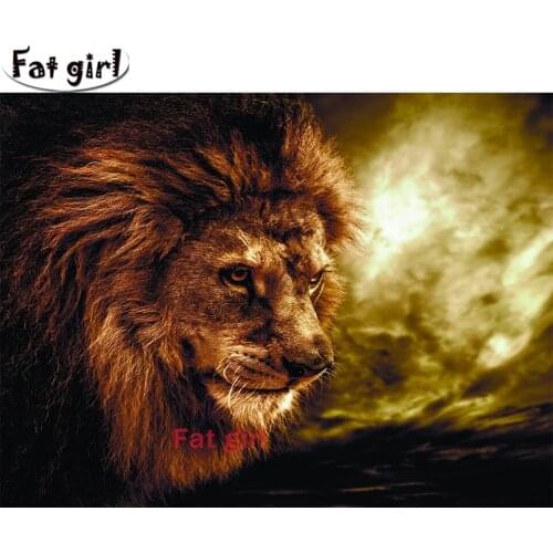 5D DIY Diamond Painting Full Square Animal Lion Cross Stitch Kit Gifts Round Diamond Embroidery Mosaic pattern
