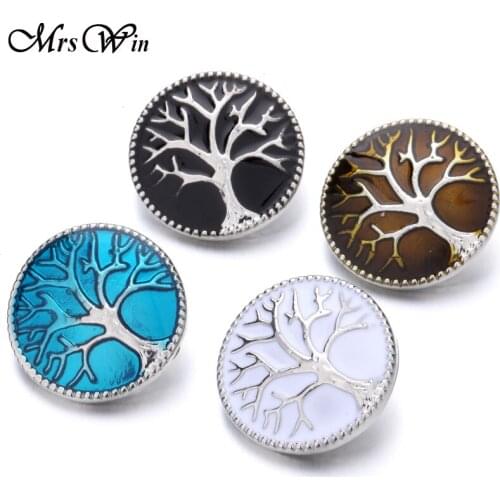 6pcs/lot New Snap Jewelry Oil Painting Tree of Life 18MM Snap Buttons for wholesale DIY Snap Bracelet bangles