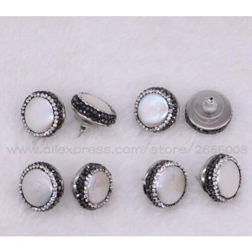 8 Pairs Natural pearls stud earrings big round pearl stud earrings bead earrings Gift for lady party gift fashion earrings 2746