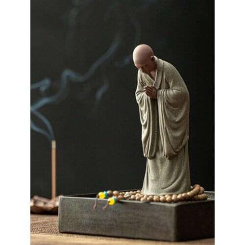 Chinese Kung fu tray accessories buddhas figures porcelain Ceramic monk figurines tea pet Ornaments home decoration Teaware