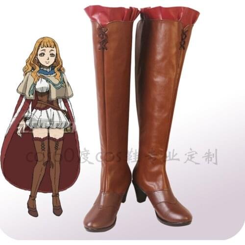 Anime Cosplay Black Clover Mimosa Brown Boots Cosplay Punk Shoe Custom Made A
