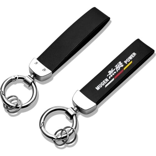 Car Styling 3D Metal+Leather MUGEN POWER Emblem Keychain Key Rings for Honda Odyssey CRV City Jade Civic Accord S2000 CR-V