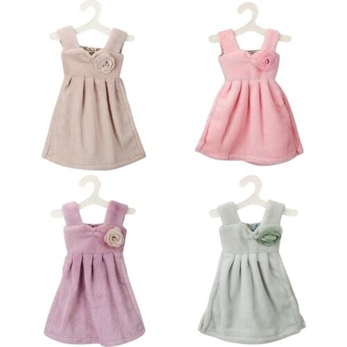 Dress Shaped Coral Velvet Super Absorbent Bathroom Kitchen Hand Towel Household Hand Towel