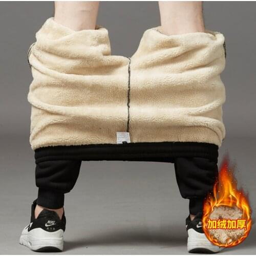 Lamb wool sweatpants Brand Mens Pants Winter Cashmere Pants Male Outwear Slim Pants Velvet Thicken Pants Men Fleece Thick Pants