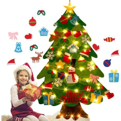 Kids DIY Felt Christmas Tree Christmas Decoration For Home Navidad 2021 New Year Gifts Christmas Ornaments Santa Claus Xmas Tree