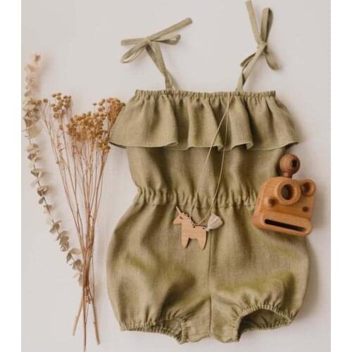 Baby Summer Rompers New Fashion Infant Baby Solid Color Sling Clothing Newborn Baby Girls Vintage Princess Jumpsuit