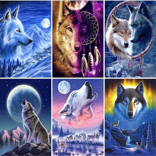 DIY Wolf 5D Diamond Painting Full Square Drill Resin Animal Diamond Embroidery Cross Stitch Mosaic Home Decor Wall Art Gift