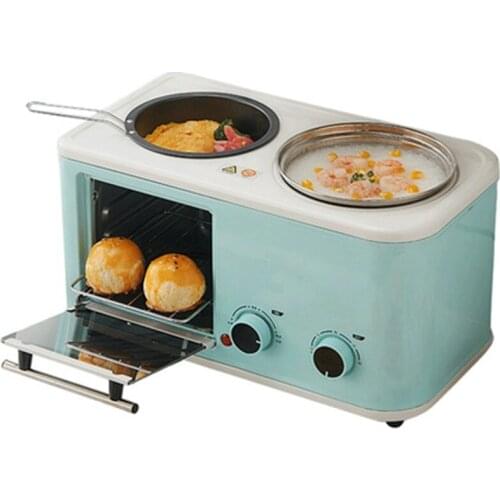 Electric 3 In 1 Household Breakfast Machine Mini Bread Toaster Baking Oven Omelette Fry Pan Hot Pot Boiler Food Steamer