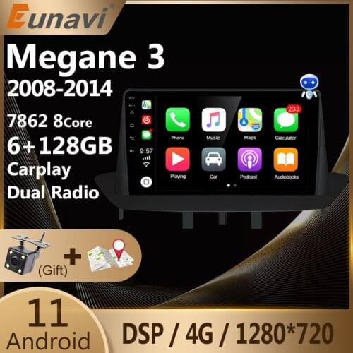 Eunavi Car Radio Multimedia Video Player For Renault Megane 3 Fluence Android Auto Car Stereo Audio WIFI GPS Navigation 1 Din