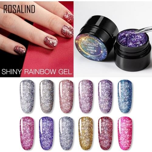 ROSALIND Gel Nail Polish Shiny Rainbow 5ML Set For Manicure Semi permanent UV Gel Polish Hybrid Gel Varnish Top Coat Nail Art