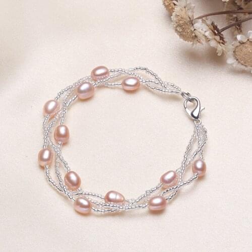 HOT CHEAP Freshwater Real Natural Pearl Bracelet Bangle for Women Lady Girls Female Beautiful Jewelry Party Gift 10pcs/lot