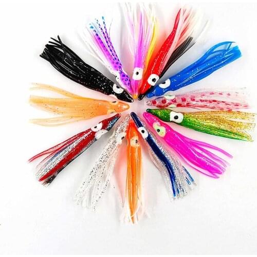 Hyaena 50pcs/lot 4cm-12cm Soft Octopus Fishing Lures For Jigs Mixed Color Tackle Craft for Jigging Assist hooks