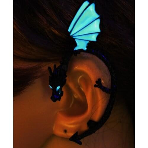 New The Dragon Ear Cuff Ear Cuff GLOW in the DARK black Plated dragon Ear clip earrings Stud Earrings WOMEN girls boys gift