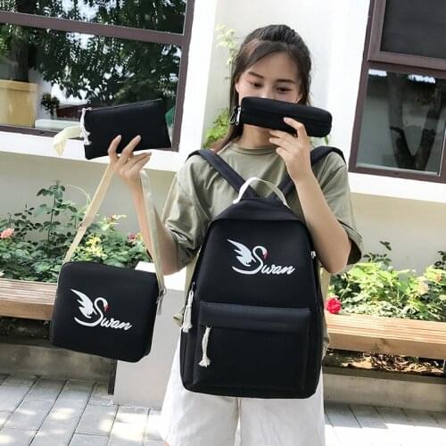 4-Piece Set Of Student Backpack Ladies School Bag Printing Soft Back Campus Style Backpack Travel Backpack Women Backpack Ladies