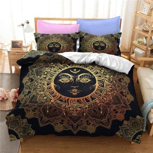 The Sun Moon Stars Space Mandala Bedding Set Comfortable Duvet Cover Comforter Cover Set Bed Linens Twin Full Queen King Size