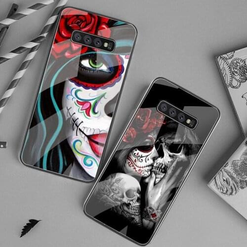 Fashion Catrinas And Skull Phone Case Tempered Glass For Samsung S20 Plus S7 S8 S9 S10 Plus Note 8 9 10 Plus