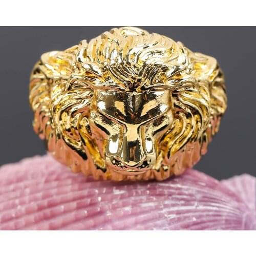 Fashion Mens Ring Gold Color Africa Lion Rings for Male Gift Punk Hip Hop Vinkig Ethnic Steampunk Jewelry Accessories