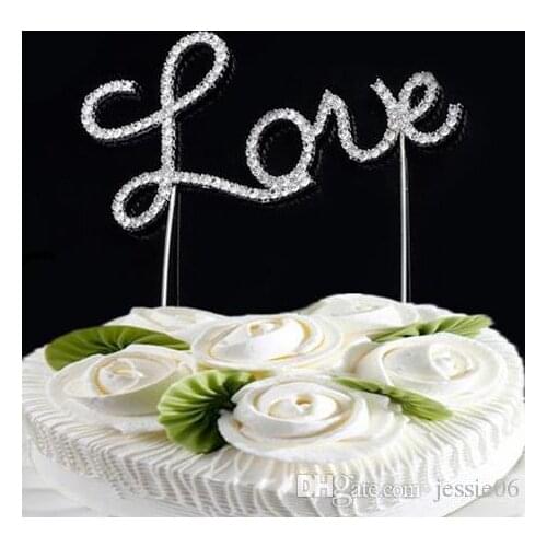 Love Letter Rhinestone Wedding Birthday Party Anniversary Cake Topper festive Supplies Cake Accessory Decoration Dinner Decor
