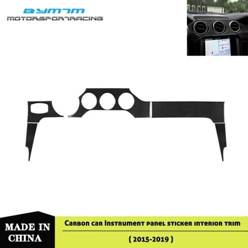 Carbon Fiber Car Dashboard Instrument Panel Sticker Interior Trim Accessories For Ford Mustang 2015-2019