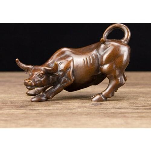 Wall Street Bronze fengshui wealth Fierce Bull OX Statue Metal crafts family decorations