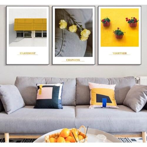 Yellow Landscape Wall Art Poster Plant Flower Decoration Painting Nordic Minimalism Canvas Poster Modern Home Decoration