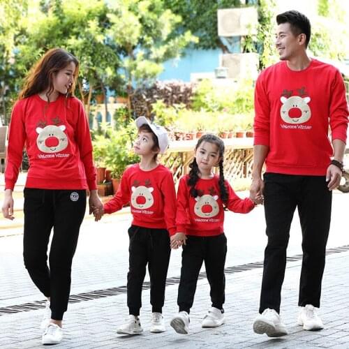 Couples Pullover Dad Son Cartoon Sweater for Christmas Cotton Family Matching Outfit Mommy and Me Clothes His and hers Clothes
