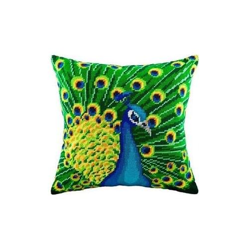 3D Latch Hook Pillow Animal peacock DIY Cross-Stitch Kit Cartoon Girl Embroidery Pattern Button Package Pillow