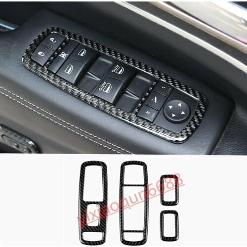 Fit For Jeep Grand Cherokee 2014-2018 Real Carbon Fiber Window Switch Frame Trim 4pcs