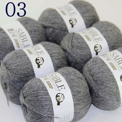 Sale 6*50gr Super Soft Pure Sable Cashmere Wrap Shawls Hand Knit Wool Crochet Yarn Mom Gray 243-03-6
