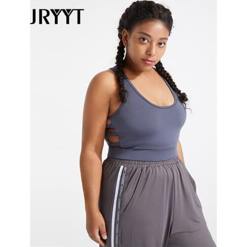 JRTTY Plus Size Racerback Padded Sport Bras Women Fitness Seamless Yoga Tops Female Breathable Gym Activewear 4XL Big Women 2021