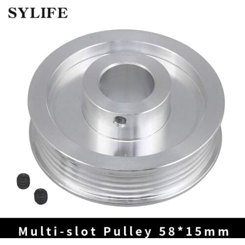 V-Type Belt Pulley 5 Slots with 2 Screw 10mm Inner Hole Dia 58mm Dia