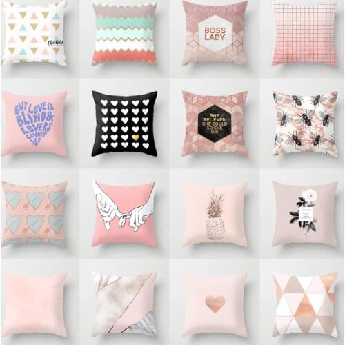 Pink Geometric Pillow Cover Throw Pillows for Living Room Sofa Pillow Cases Polyester Home Decor Office Cushion Cover Car Seat