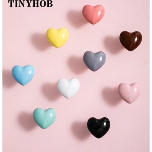 Macaron Heart Shape Handles Various Colors Childrens Room Cabinet Knobs Drawer Pulls Home Decor Kids Cute Furniture Accessories