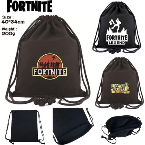 40*34cm Game Fortnite Backpack Canvas Drawstring Pocket Unisex Storage Bag Commuter Decoration Travel Pack Kids Birthday Gifts