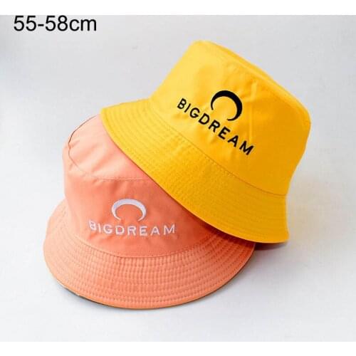 Embroidery Letter Bucket Hat Women Double-sided Bucket Hat Foldable Outdoor Sunscreen Caps Fishing Hunting Sun Prevent Hats