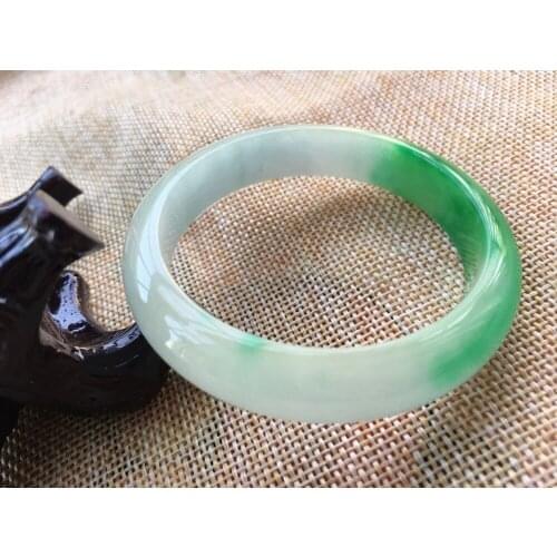 Certified Natural Lavender Green Jadeite Jade Bangle Bracelet Handmade 55--60mm