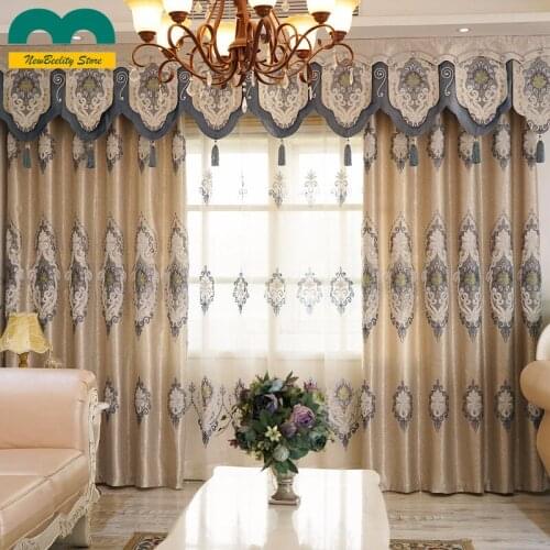 Grey Thick Shading Jacquard Embroidery Cloth New Style European Cording Embroidery Curtains for Living Dining Room Bedroom