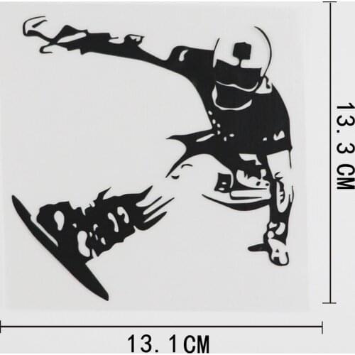13.1CMX13.3CM Snowboard Winter Sport Extreme Snowboarding Vinyl Car Sticker Black/Silver 8A-0346