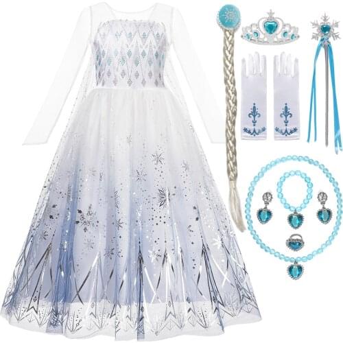 Snow Queen 2 Elsa Dresses for Girls Anna Elsa Costumes Princess Dress Girls New Year Children Gowns Queen Cosplay Party Dress