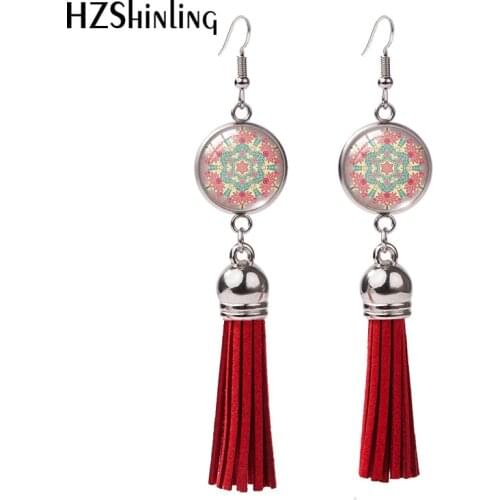 Glass Dome Tassel French Hook Drop Earrings Abstract geometry Dangle Earrings for women