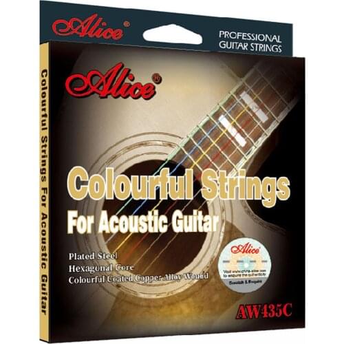 12 Sets Alice AW435C Hexagonal Core Coated Copper Alloy Wound Colourful Acoustic Guitar Strings