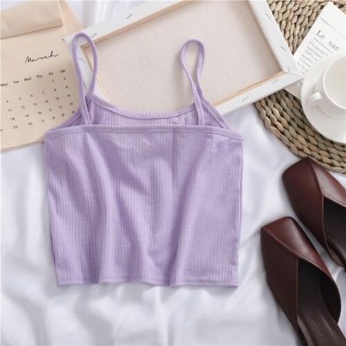 Tanks Women Top Sling Summer Fashion All-match Camisoles Soft Crop Top Womens Casual Knitting Breathable Slim High Street Basic