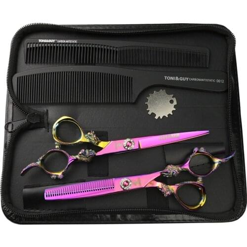 6 Inch Purple Professional Hairdressing Scissors Japan 440C hair Cutting scissors and Thinning Scissors barber Styling tools